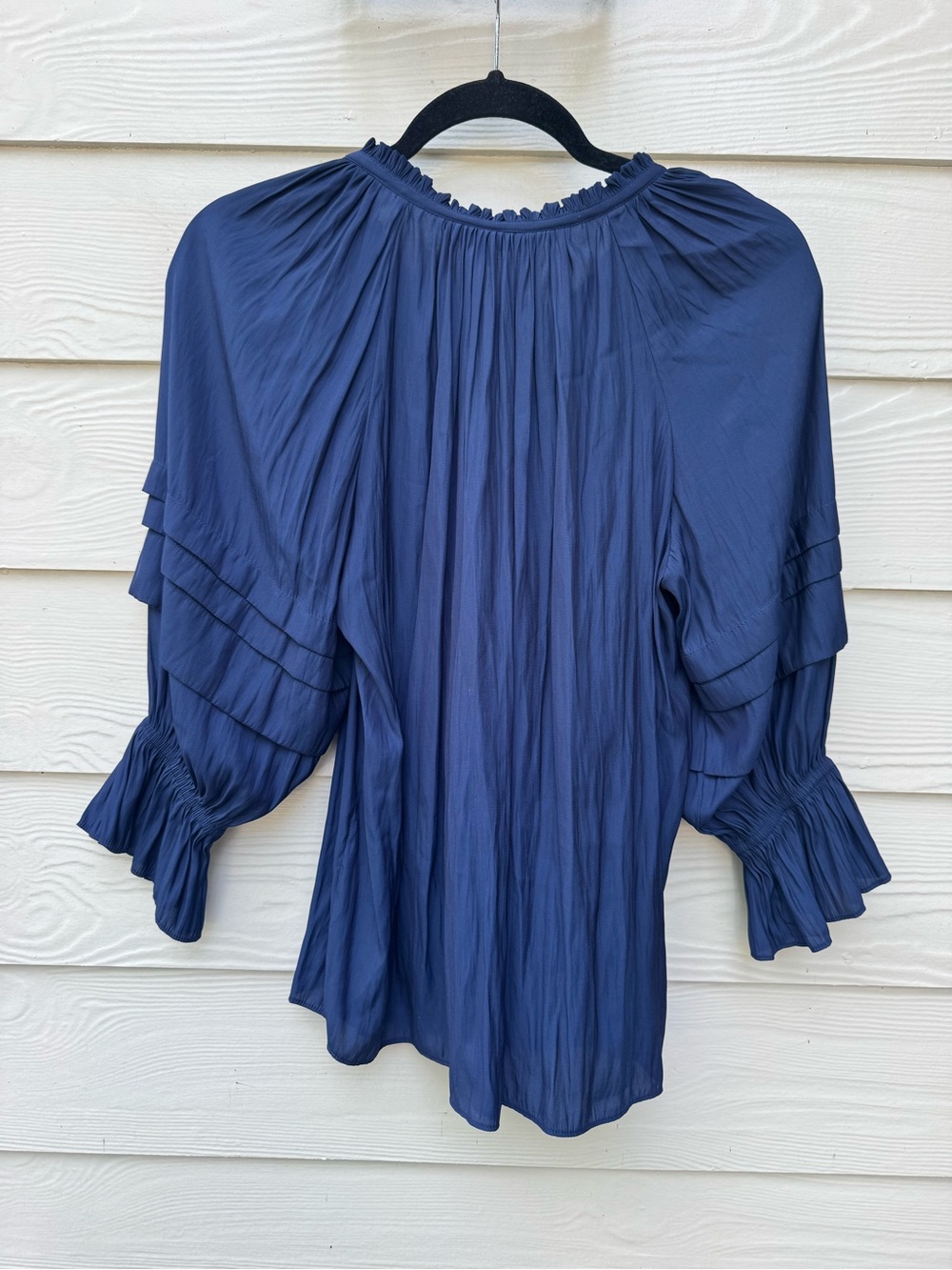 NWT Ramy Brook Rhea Blouse Top Spring Navy Blue L - Picture 8 of 10